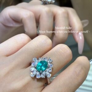 S925 Silver Lab-Created Paraiba Ring | 2 Carat Oval Cut Women’s Ring