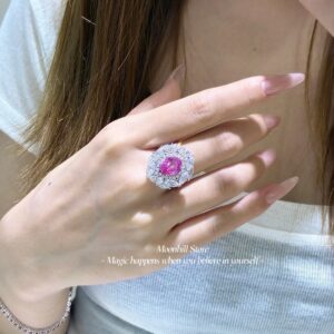 S925 Silver Lab-Created Pink Sapphire Ring | 3 Carat Oval Cut Women’s Ring